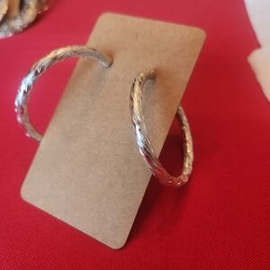 Elegant Silver Textured Hoop Earrings